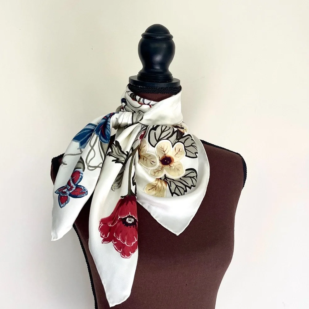 Display #1 Gucci Scarf Flora 3 Print Kris Knight Silk Wrap Scarf NWT